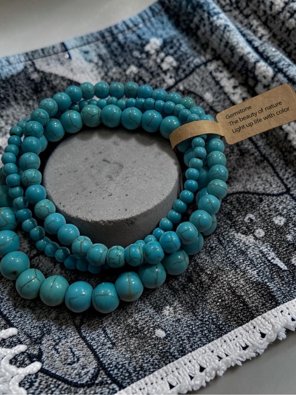 Turquoise Gemstone Beaded Stretch Bracelet Set
